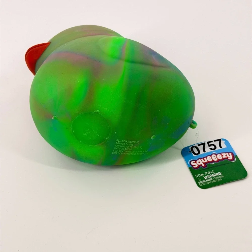 Toymendous Squeeezy‎ Rubber Duck Kids OS Green Blue Pink Marble Sensory Toy NWT